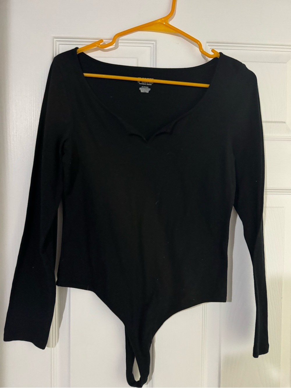PINK Victoria's Secret Black Long-Sleeve Scoop Neck Bodysuit